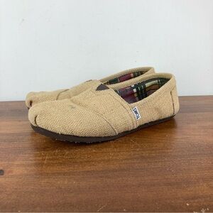 Toms Alpargata Burlap Loafer Shoes Beige Slip On 380514 Women’s Size 8.5.